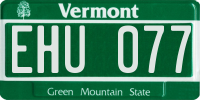 VT license plate EHU077