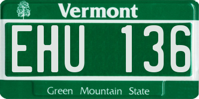 VT license plate EHU136