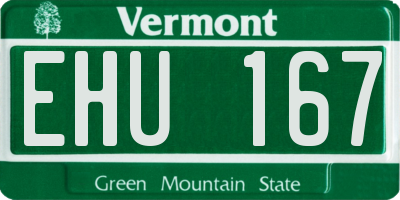 VT license plate EHU167