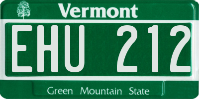 VT license plate EHU212