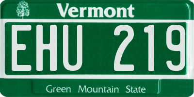VT license plate EHU219