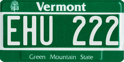 VT license plate EHU222