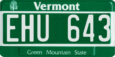 VT license plate EHU643