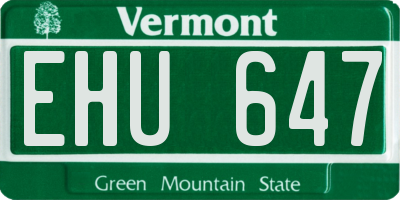 VT license plate EHU647