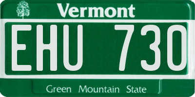 VT license plate EHU730