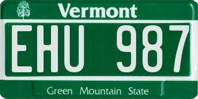 VT license plate EHU987