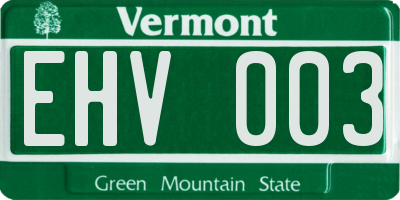 VT license plate EHV003