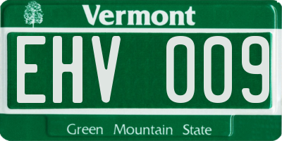 VT license plate EHV009