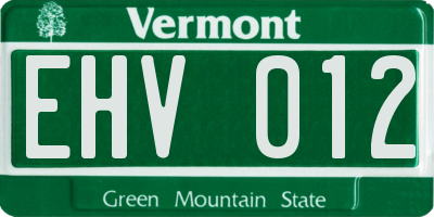 VT license plate EHV012