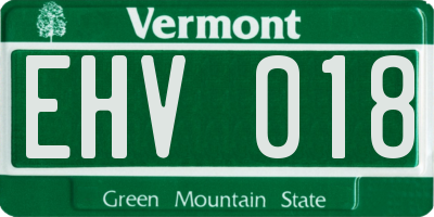 VT license plate EHV018