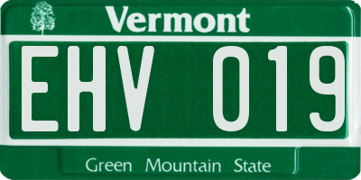 VT license plate EHV019
