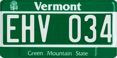VT license plate EHV034
