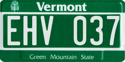 VT license plate EHV037