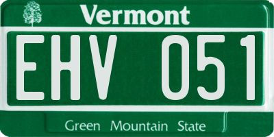 VT license plate EHV051