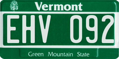 VT license plate EHV092