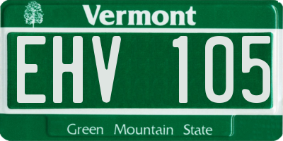 VT license plate EHV105