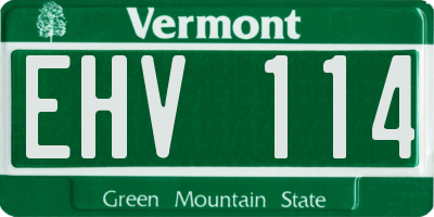 VT license plate EHV114