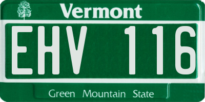 VT license plate EHV116