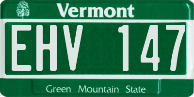VT license plate EHV147