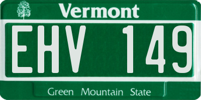 VT license plate EHV149