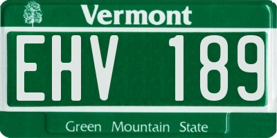 VT license plate EHV189