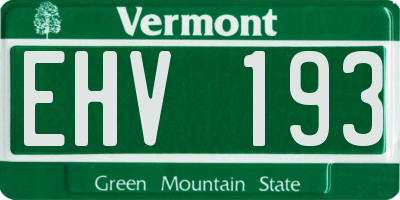VT license plate EHV193