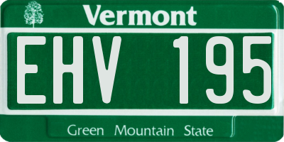 VT license plate EHV195