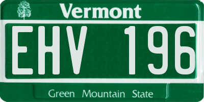 VT license plate EHV196