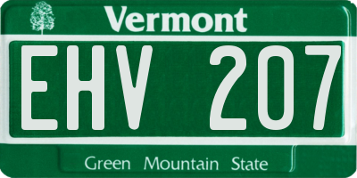 VT license plate EHV207