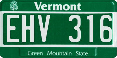 VT license plate EHV316