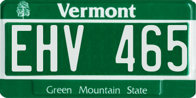 VT license plate EHV465