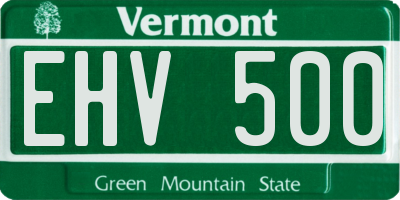 VT license plate EHV500