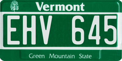 VT license plate EHV645