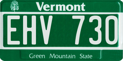 VT license plate EHV730