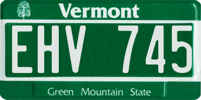 VT license plate EHV745
