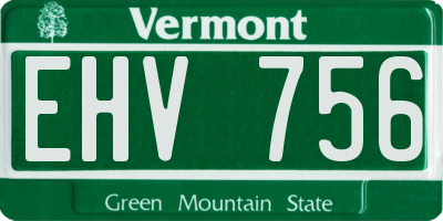 VT license plate EHV756