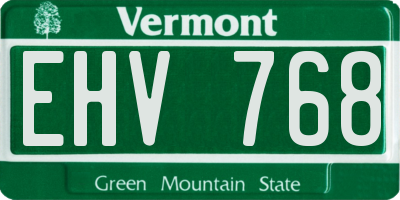 VT license plate EHV768