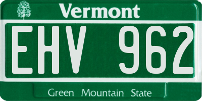 VT license plate EHV962