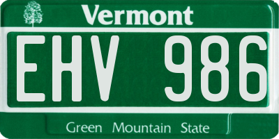 VT license plate EHV986