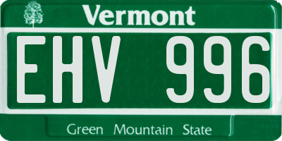 VT license plate EHV996