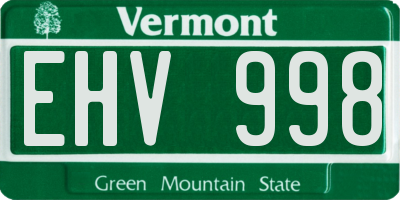 VT license plate EHV998