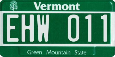 VT license plate EHW011