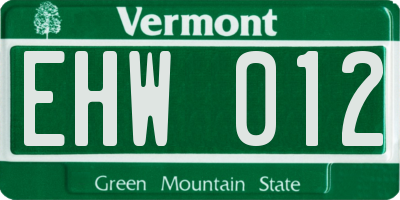 VT license plate EHW012
