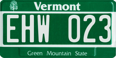 VT license plate EHW023