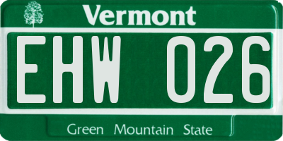 VT license plate EHW026
