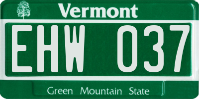 VT license plate EHW037