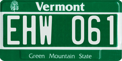 VT license plate EHW061