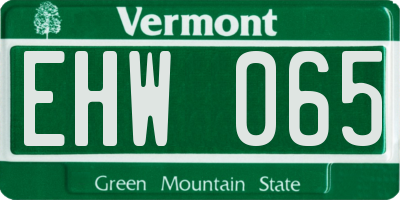 VT license plate EHW065