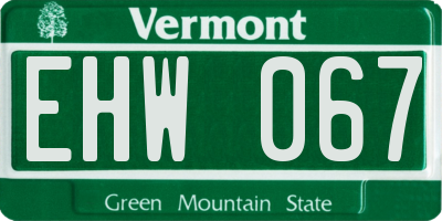 VT license plate EHW067