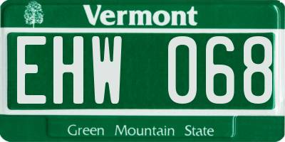 VT license plate EHW068